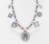 American West Sterling Charm & Gemstone Bead Treasure Necklace